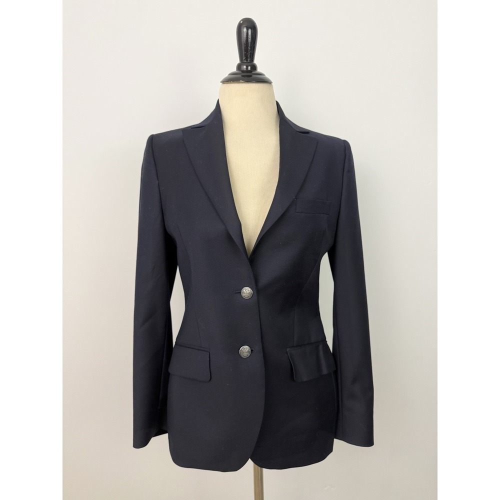 Old England Vitale Barberis Canonico Super 110s Womens Blazer 8 36 Navy Wool